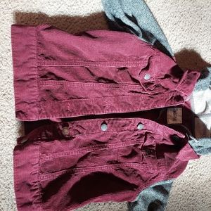 Amroon and gray jacket with hood